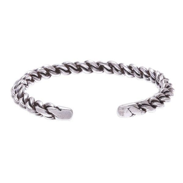 Alternate image for Sterling Silver Cuff Bracelet Linked Chain Motif Midnight Unity