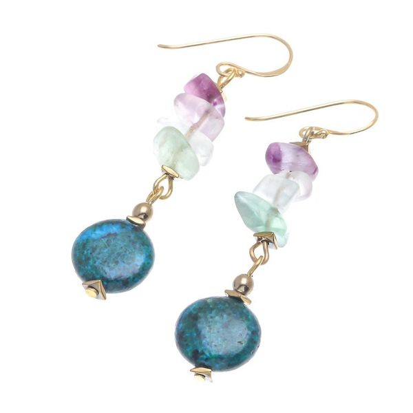 Alternate image for Hand Made Gold-Plated Multi-Gemstone Dangle Earrings Venus Garden