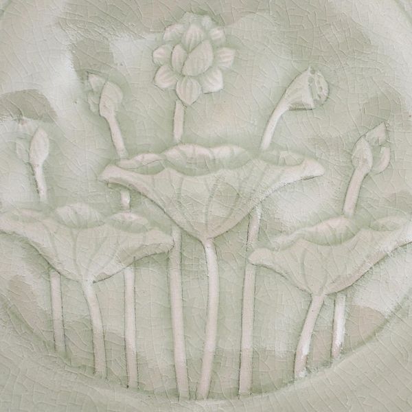 Alternate image for Hand Crafted Celadon Ceramic Lotus Flower Salad Plate Flavorful