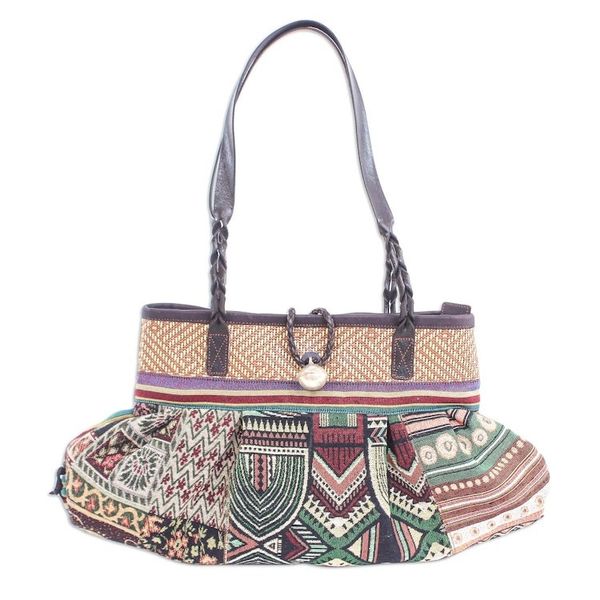 Alternate image for Cotton Blend and Leather Trim Shoulder Bag Breathe Easy in Green