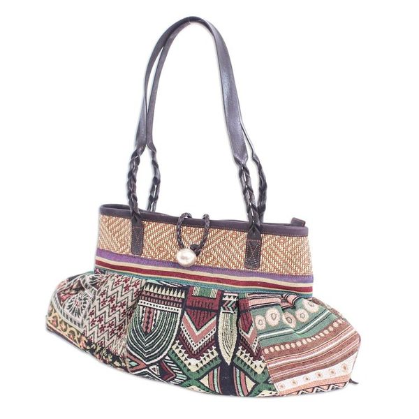Alternate image for Cotton Blend and Leather Trim Shoulder Bag Breathe Easy in Green