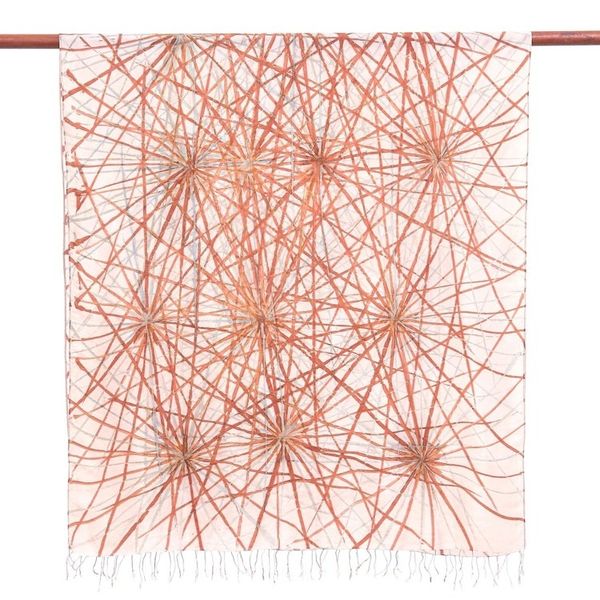 Alternate image for Hand-Painted Thai Silk Shawl Firework Festival in Brown
