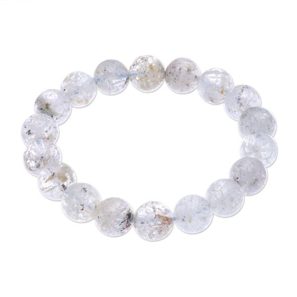 Alternate image for Hand Crafted Quartz Beaded Stretch Bracelet Pure Earth
