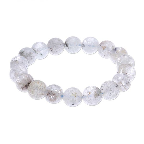 Alternate image for Hand Crafted Quartz Beaded Stretch Bracelet Pure Earth