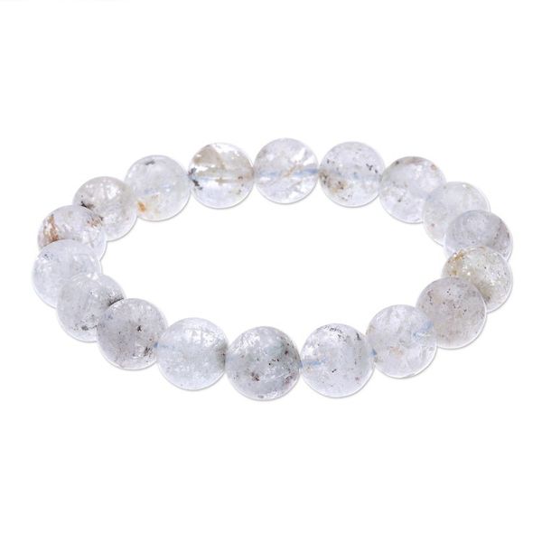 Alternate image for Hand Crafted Quartz Beaded Stretch Bracelet Pure Earth