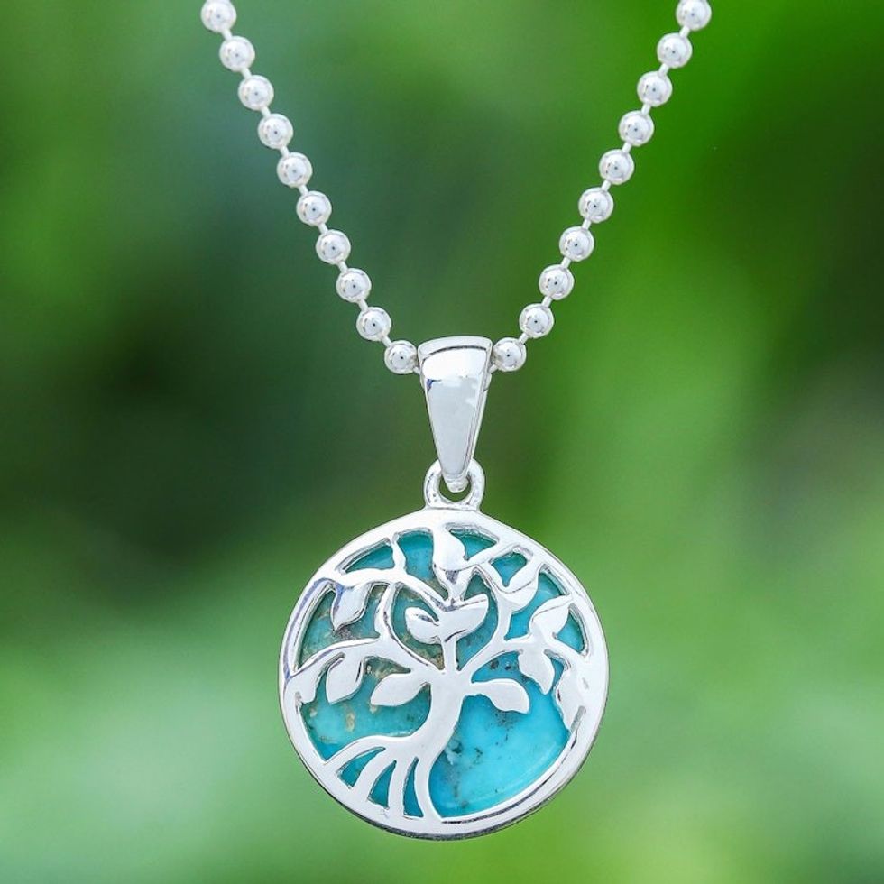 Hand Made Turquoise and Sterling Silver Necklace 'Miracle Tree'