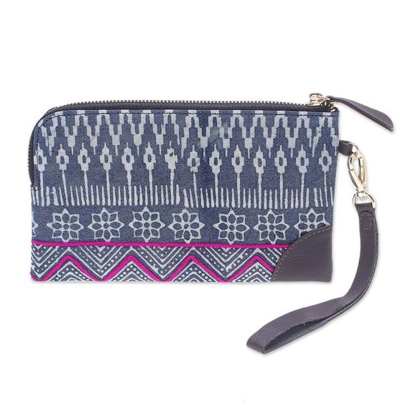 Alternate image for Hmong Geometric Block Print Cotton Wristlet Bag Neat and Tidy