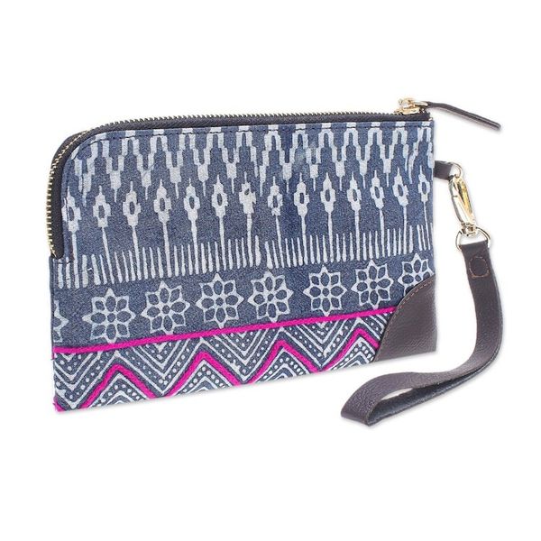 Alternate image for Hmong Geometric Block Print Cotton Wristlet Bag Neat and Tidy