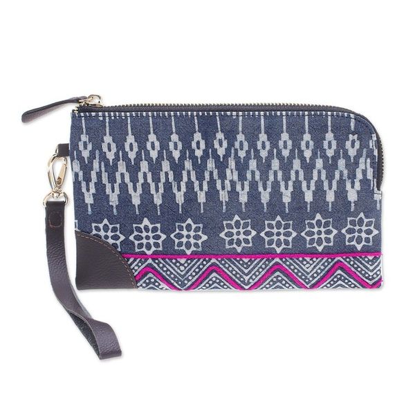Alternate image for Hmong Geometric Block Print Cotton Wristlet Bag Neat and Tidy