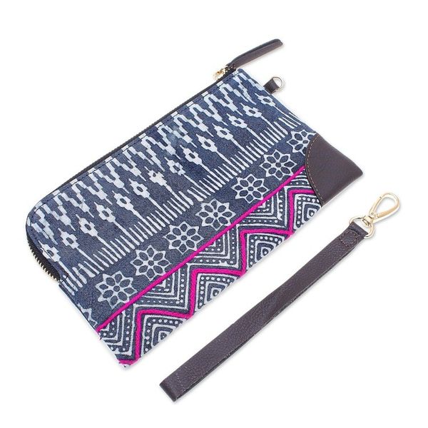 Alternate image for Hmong Geometric Block Print Cotton Wristlet Bag Neat and Tidy