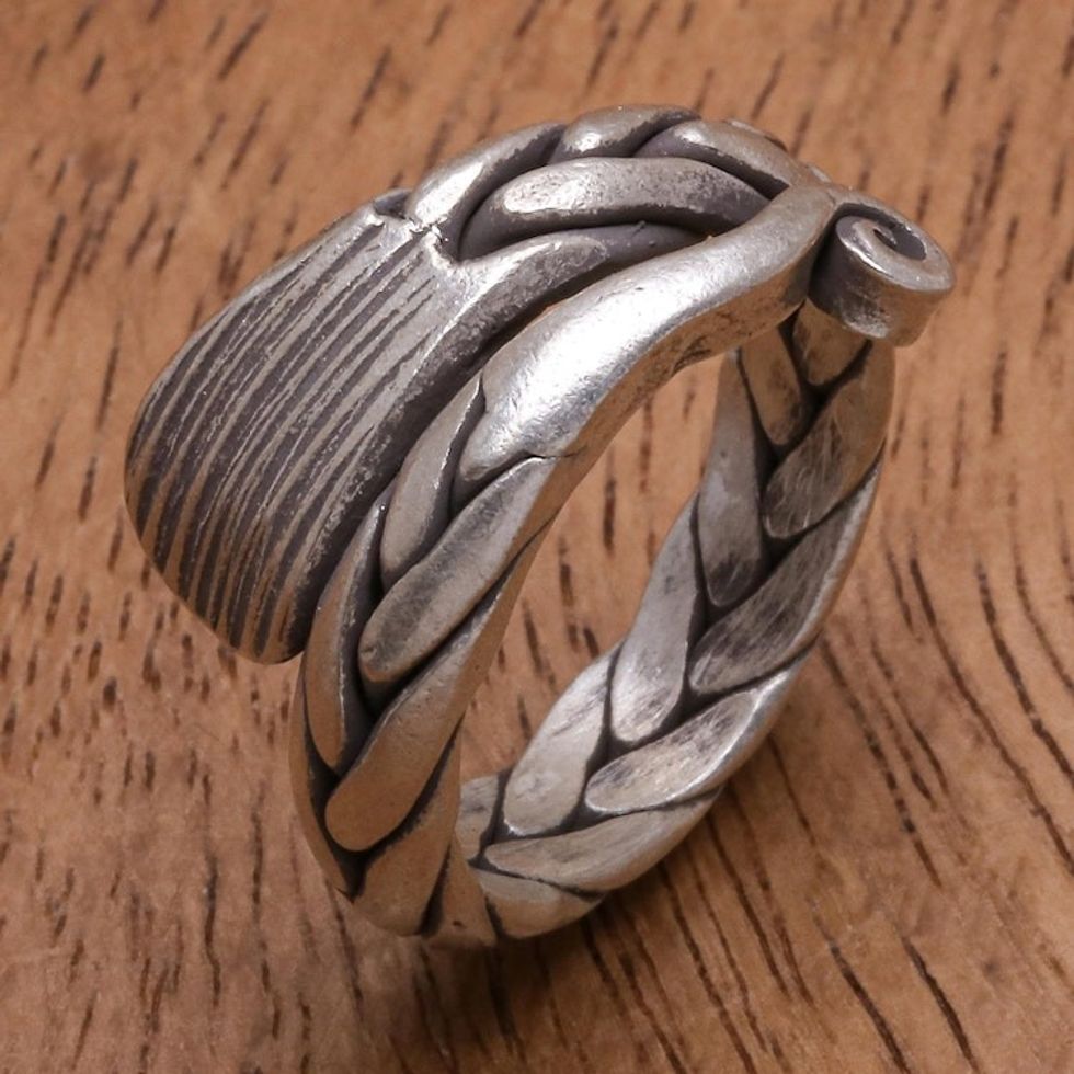 Oxidized Finish Karen Silver Band Ring from Thailand 'Forever Young'