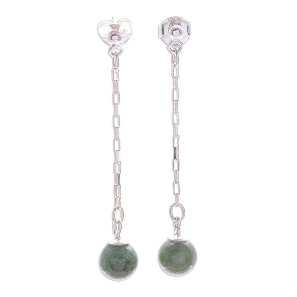 Alternate image for Artisan Crafted Jade Dangle Earrings Chiang Rai Rain