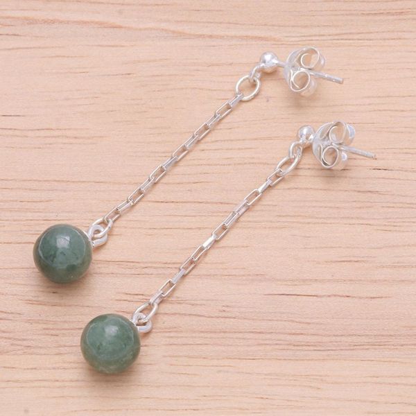 Alternate image for Artisan Crafted Jade Dangle Earrings Chiang Rai Rain