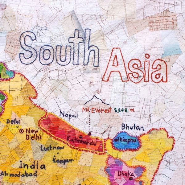 Alternate image for Handmade Patchwork South Asia Map Wall Hanging Map of Asia