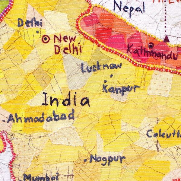 Alternate image for Handmade Patchwork South Asia Map Wall Hanging Map of Asia