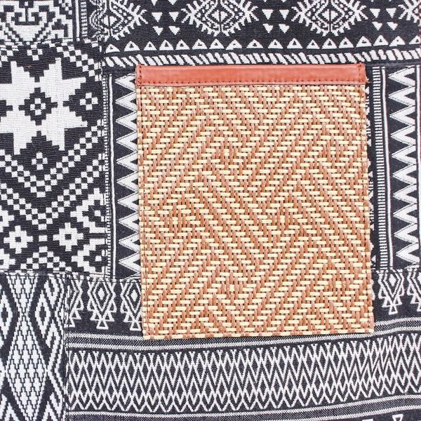 Alternate image for Cotton Blend Geometric-Motif Tote Bag Happy Day in Black