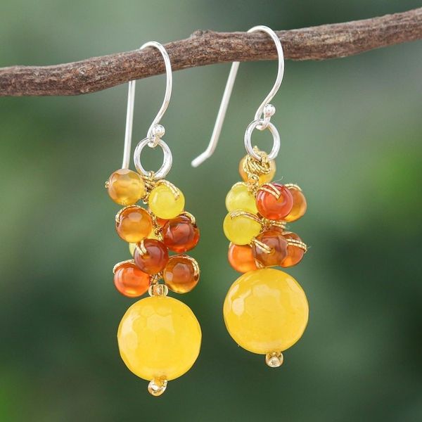 Alternate image for Quartz and Carnelian Dangle Earrings Apricot Candy