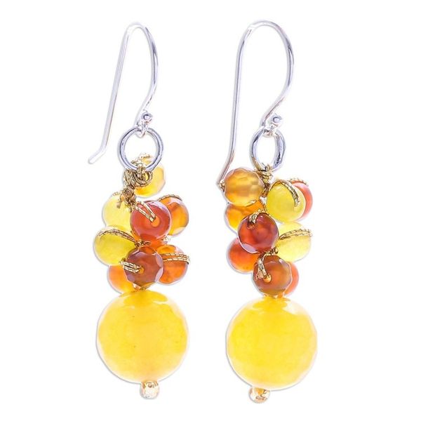 Alternate image for Quartz and Carnelian Dangle Earrings Apricot Candy