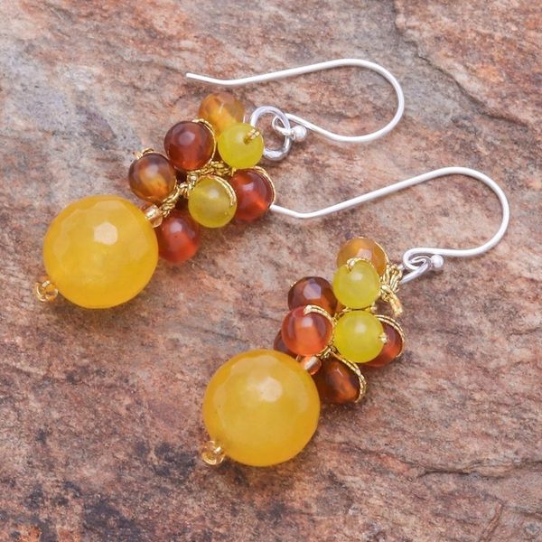 Alternate image for Quartz and Carnelian Dangle Earrings Apricot Candy