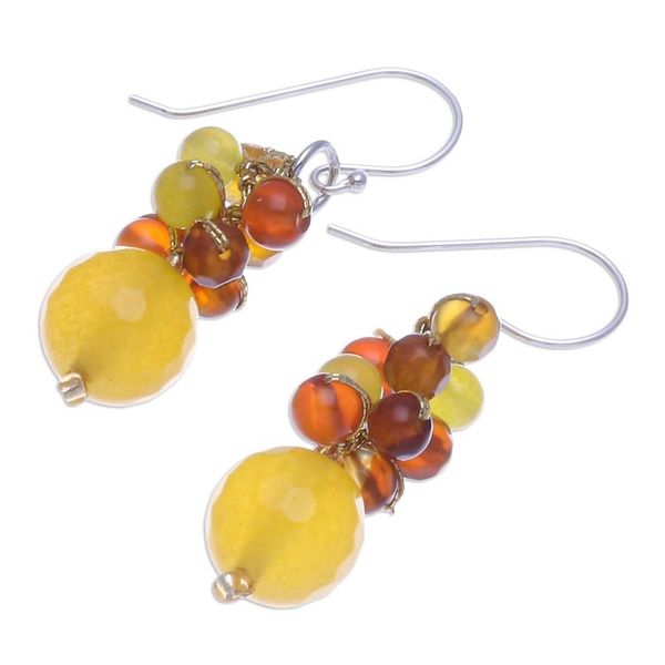 Alternate image for Quartz and Carnelian Dangle Earrings Apricot Candy