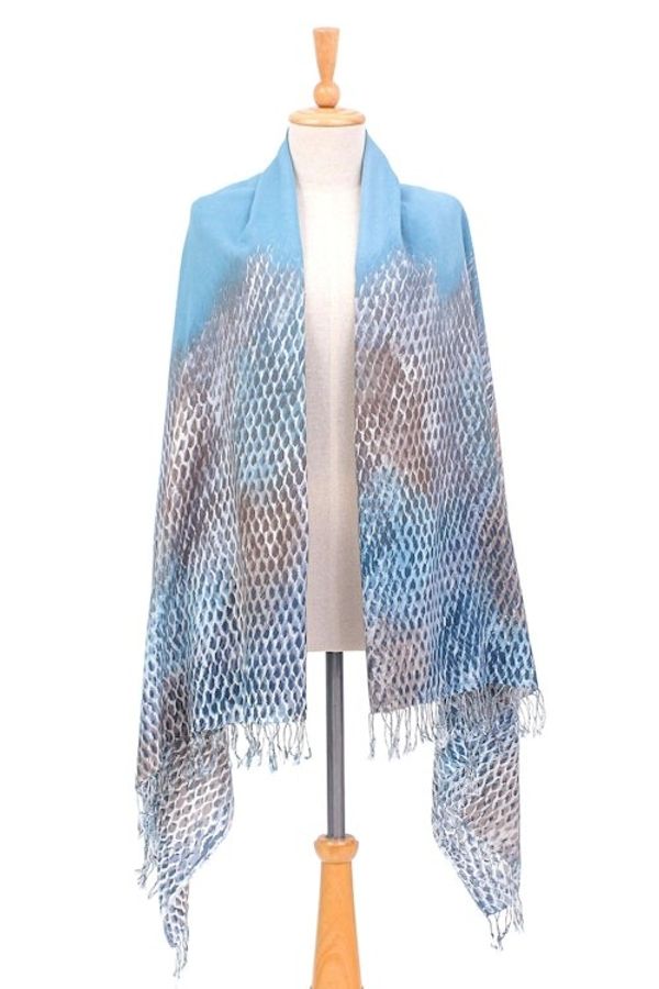 Alternate image for Hand-Dyed Batik Cotton and Rayon Shawl Pine Forest
