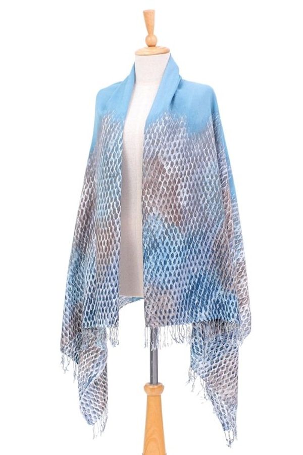 Alternate image for Hand-Dyed Batik Cotton and Rayon Shawl Pine Forest