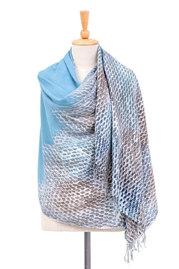 Alternate image for Hand-Dyed Batik Cotton and Rayon Shawl Pine Forest