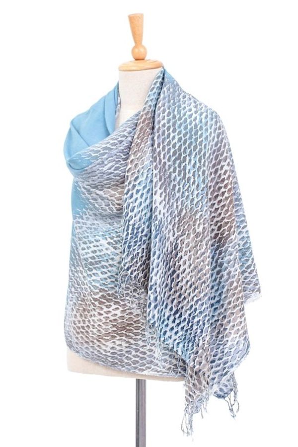 Alternate image for Hand-Dyed Batik Cotton and Rayon Shawl Pine Forest