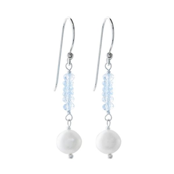 Alternate image for Blue Topaz and Cultured Pearl Dangle Earrings Iced