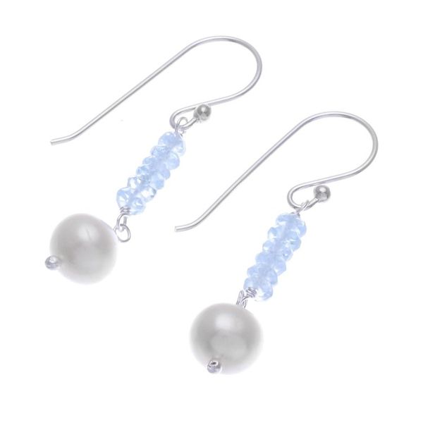 Alternate image for Blue Topaz and Cultured Pearl Dangle Earrings Iced