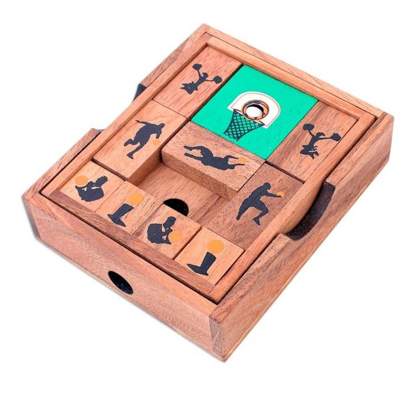 Alternate image for Hand Made Raintree Wood Sliding Basketball Game Basketball Escape