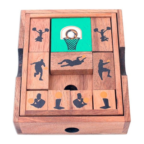 Alternate image for Hand Made Raintree Wood Sliding Basketball Game Basketball Escape
