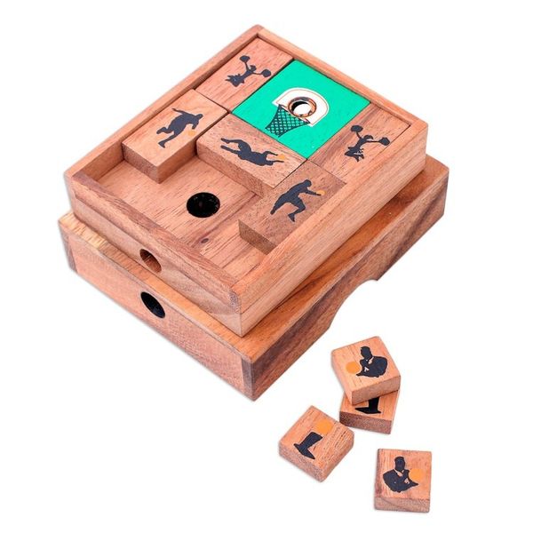 Alternate image for Hand Made Raintree Wood Sliding Basketball Game Basketball Escape