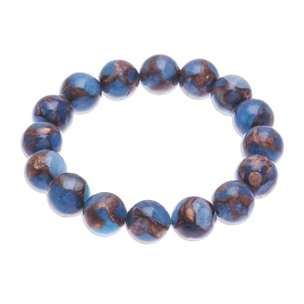 Alternate image for Artisan Crafted Quartz Beaded Stretch Bracelet Sugar Pill in Beach