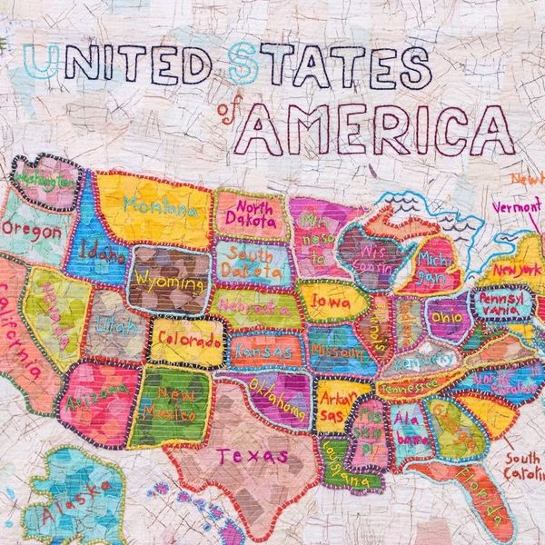 Alternate image for Patchwork Batik Map of US Wall Hanging USA