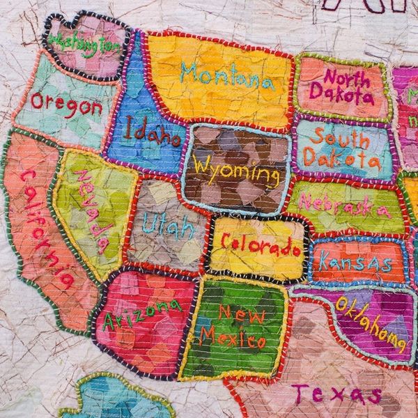 Alternate image for Patchwork Batik Map of US Wall Hanging USA