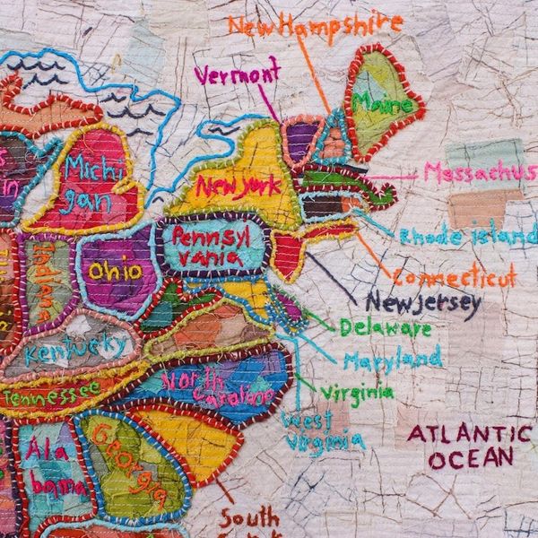 Alternate image for Patchwork Batik Map of US Wall Hanging USA