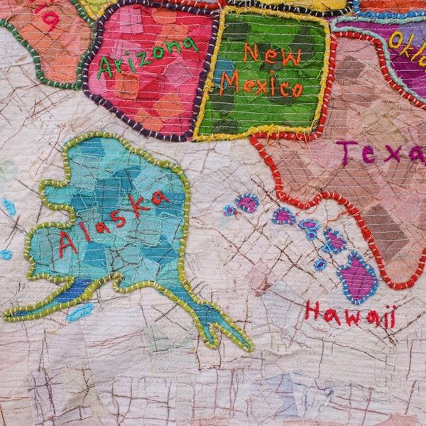 Alternate image for Patchwork Batik Map of US Wall Hanging USA