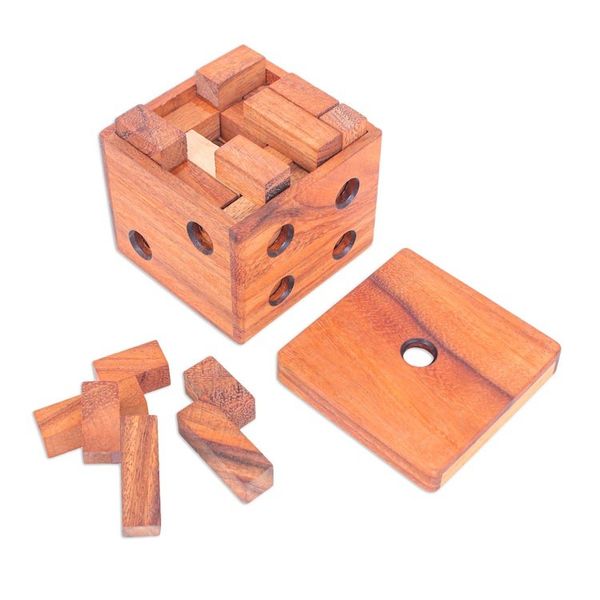 Alternate image for Hand Made Raintree Wood Puzzle Game Cubed