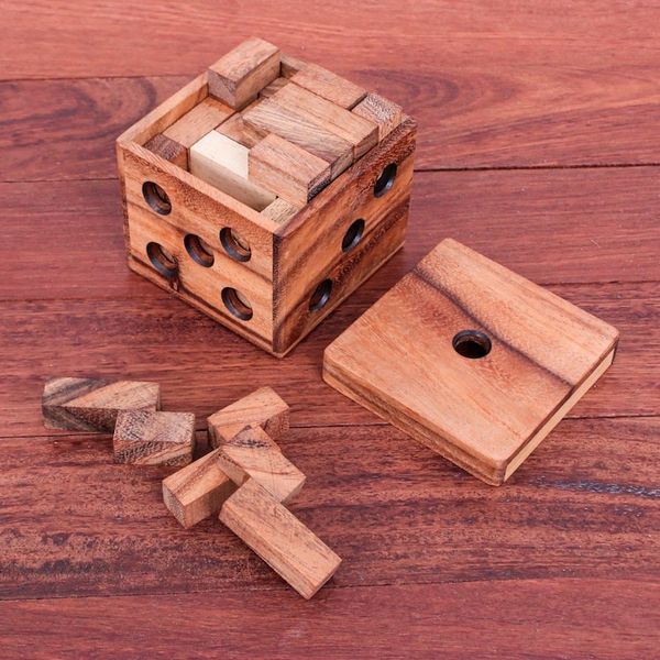 Alternate image for Hand Made Raintree Wood Puzzle Game Cubed