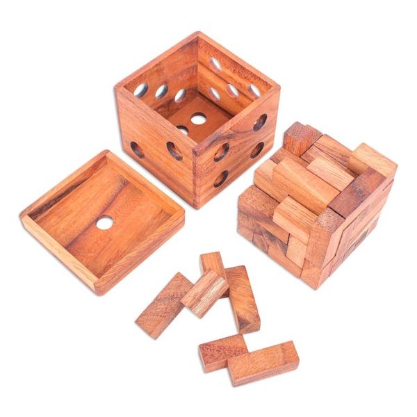 Alternate image for Hand Made Raintree Wood Puzzle Game Cubed