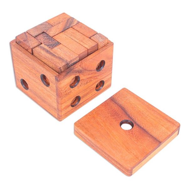 Alternate image for Hand Made Raintree Wood Puzzle Game Cubed