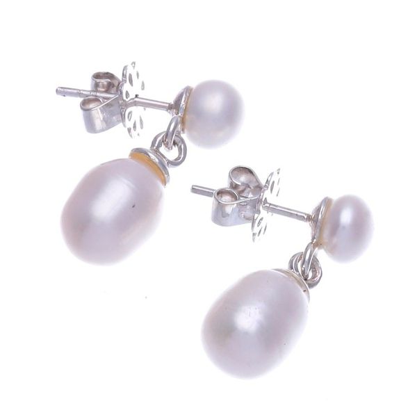 Alternate image for Thai Sterling Silver and Cultured Pearl Dangle Earrings Mellow Dive