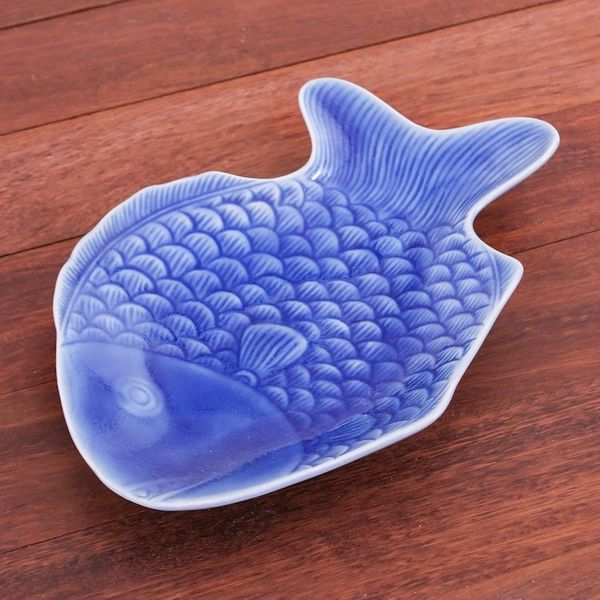 Alternate image for Blue Celadon Ceramic Fish Serving Plate Mae Ping Fish in Blue