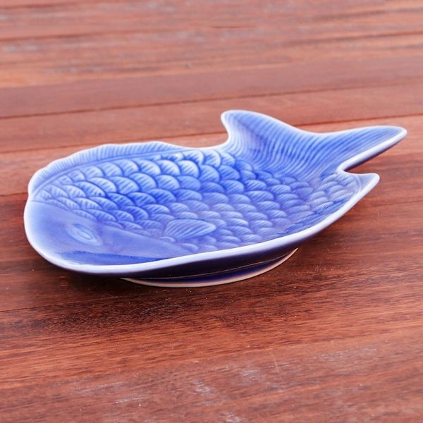 Alternate image for Blue Celadon Ceramic Fish Serving Plate Mae Ping Fish in Blue