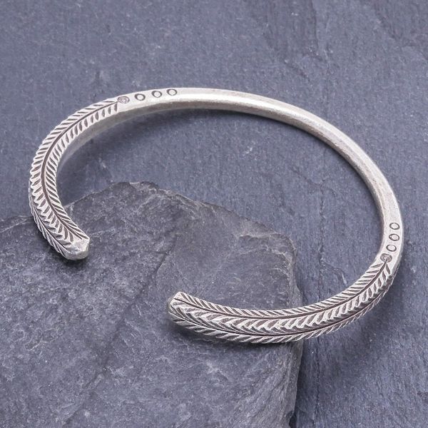 Alternate image for Hand Made Sterling Silver Leaf-Themed Cuff Bracelet Leaf Life