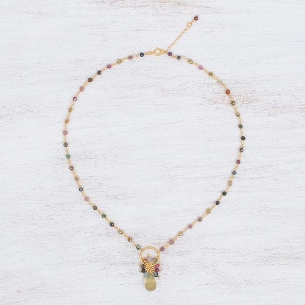 Alternate image for Multi-Gemstone Pendant Necklace with 24k Gold Plating Sweet Serendipity