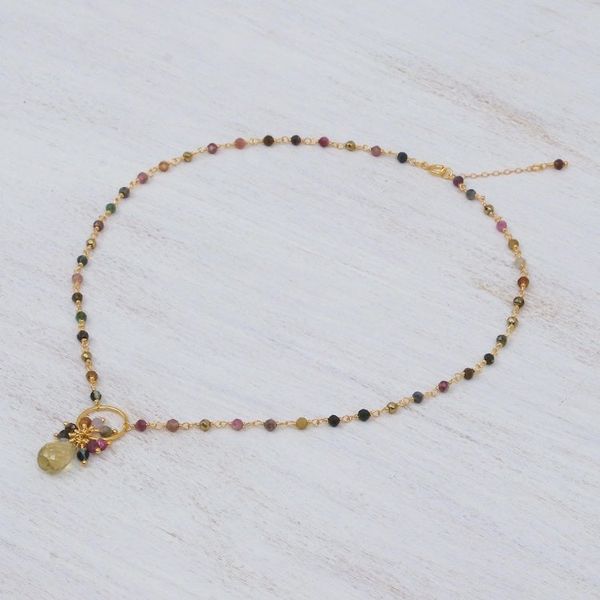 Alternate image for Multi-Gemstone Pendant Necklace with 24k Gold Plating Sweet Serendipity