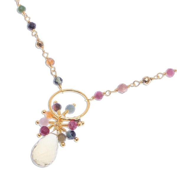 Alternate image for Multi-Gemstone Pendant Necklace with 24k Gold Plating Sweet Serendipity