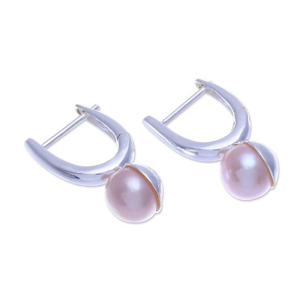 Alternate image for Cultured Pearl and Sterling Silver Drop Earrings Mood Lift in Peach